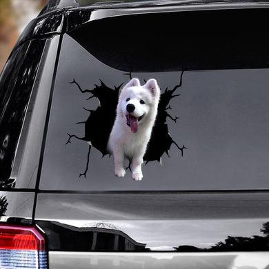 [bh0310-snf-lad]-samoyed-crack-car-sticker-dogs-lover