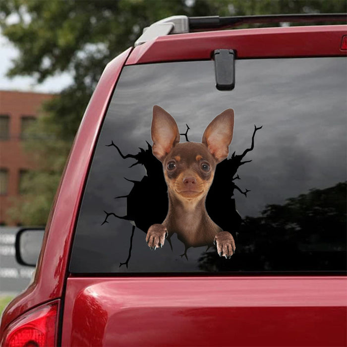 [bh0329-snf-tnt]-miniature-pinscher-crack-car-sticker-dogs-lover