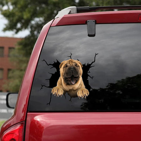 [bh0381-snf-tnt]-shar-pei-crack-car-sticker-dogs-lover