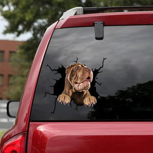 [bh0382-snf-tnt]-shar-pei-crack-car-sticker-dogs-lover