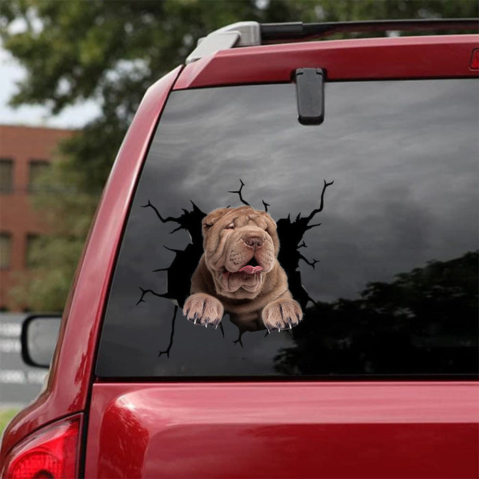 [bh0383-snf-tnt]-shar-pei-crack-car-sticker-dogs-lover