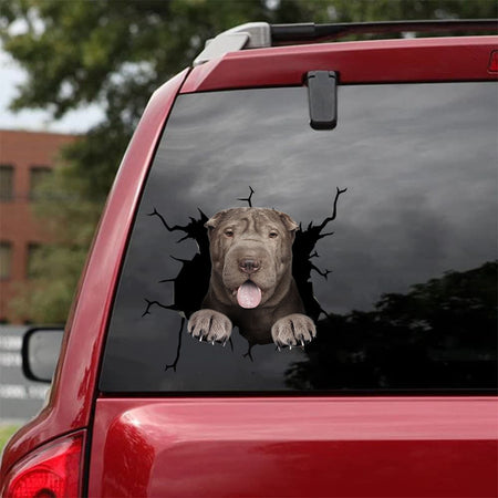 [bh0385-snf-tnt]-shar-pei-crack-car-sticker-dogs-lover