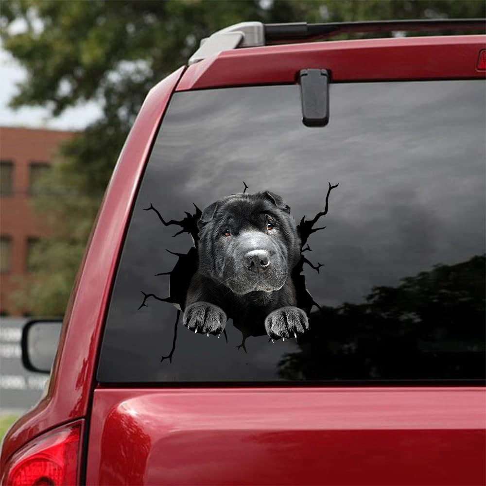 [bh0386-snf-tnt]-shar-pei-crack-car-sticker-dogs-lover