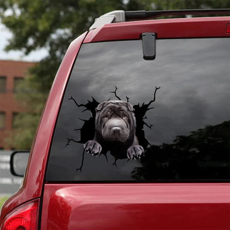 [bh0387-snf-tnt]-shar-pei-crack-car-sticker-dogs-lover