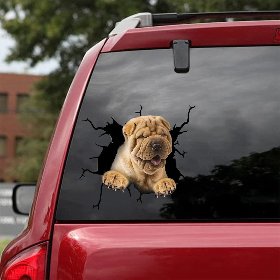 [bh0388-snf-tnt]-shar-pei-crack-car-sticker-dogs-lover