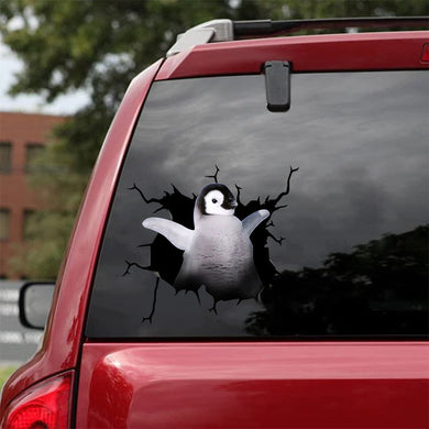 [bh0403-snf-tnt]-penguin-crack-car-sticker-animals-lover