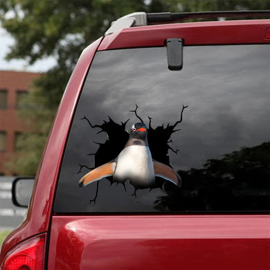 [bh0405-snf-tnt]-penguin-crack-car-sticker-animals-lover