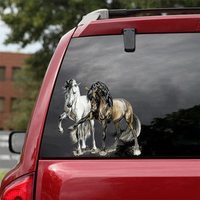 [bh0533-snf-lad]-horse-car-sticker-horses-lover