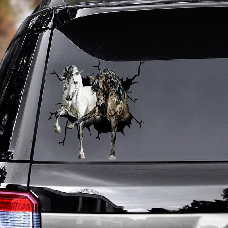 [bh0525-snf-lad]-horse-car-crack-sticker-horses-lover