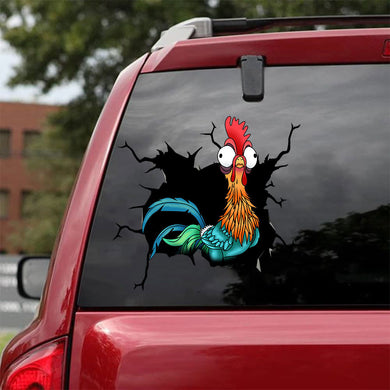 [bh0228-snf-tnt]-chicken-crack-car-sticker-animals-lover