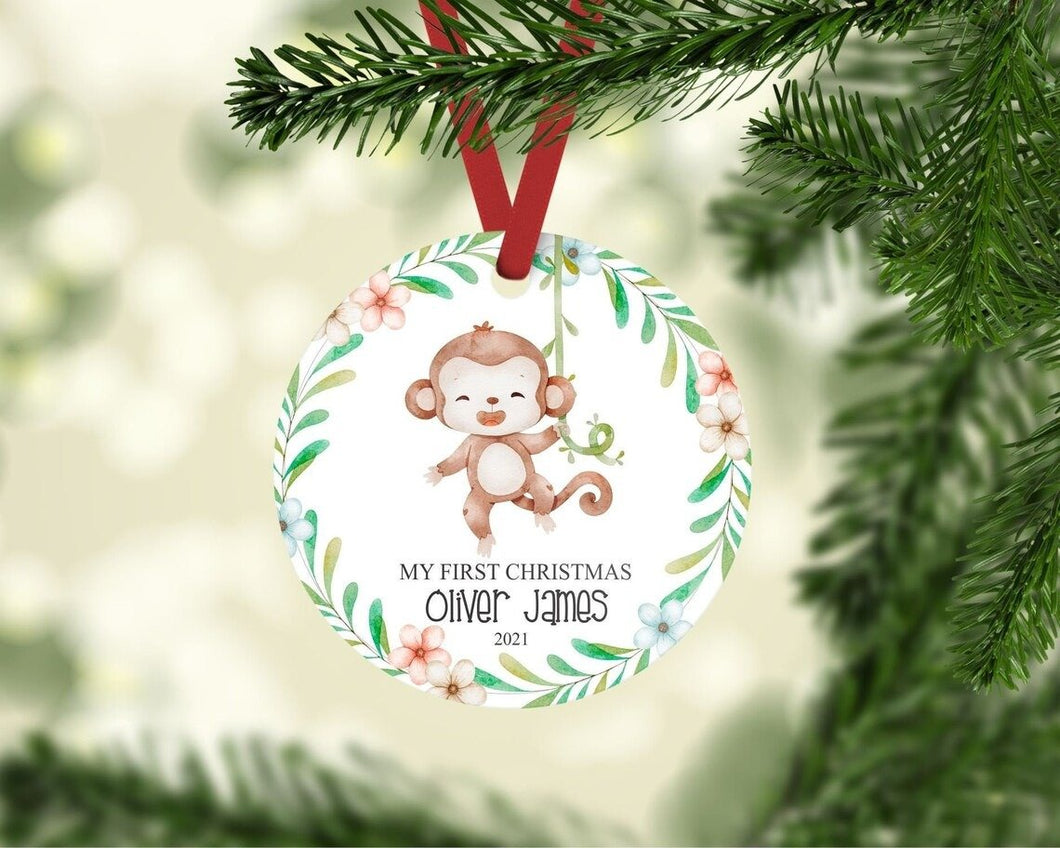 Baby's First Christmas Ornament, Baby Monkey Christmas Ornament, Christmas tree decoration, Christmas Home Decor