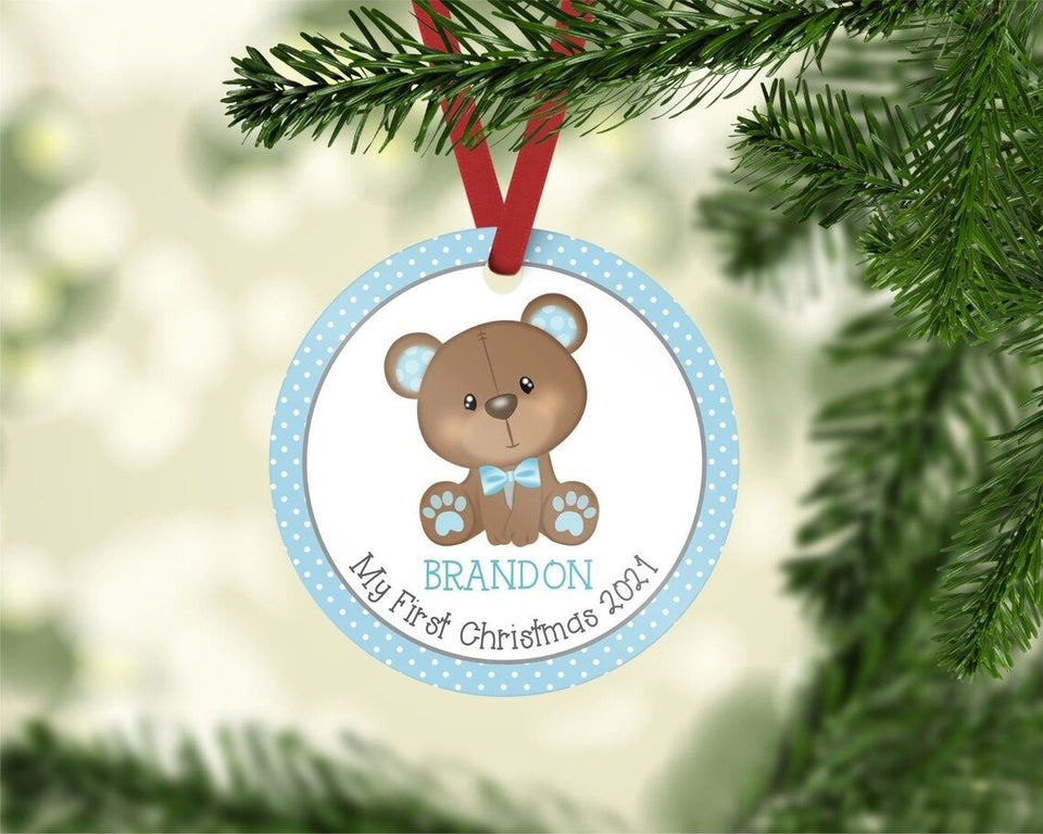 Baby's First Christmas Ornament, Teddy Bear Christmas Ornament, Christmas tree decoration, Christmas Home Decor 1