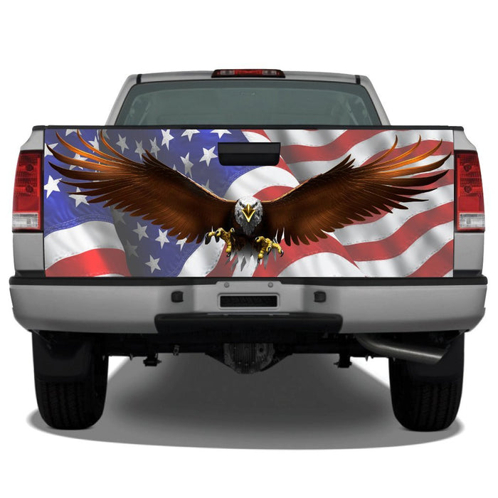 Bald Eagle #2 Flying Spread American Flag Tailgate Wrap Tailgate Sticker Wrap Decals For Trucks