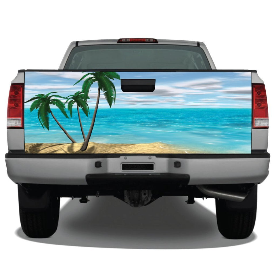 Beach Scene Palm Trees Tailgate Wrap Tailgate Sticker Wrap Decals For Trucks