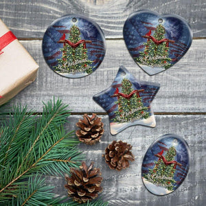 Beautiful Christmas Tree Cross Ceramic Ornament Christmas Home Decor