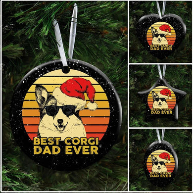 Best Corgi Dad Ever. Dog Lover Ceramic Ornament Christmas Home Decor