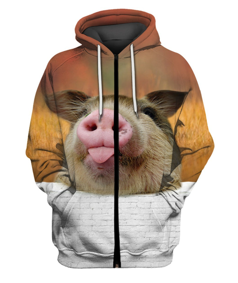 [HA0117-auh-ptd] Unisex Shirt Funny Pig 3D Printed