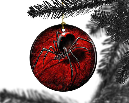 Black Widow Spider Happy Halloween Tree Ornament Decorations, Halloween Decorations, Halloween Decor