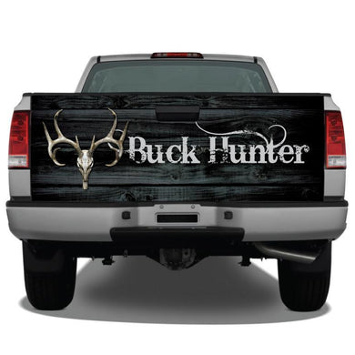 Buck Hunter Deer Skull Black Wood Tailgate Wrap Tailgate Sticker Wrap Decals For Trucks