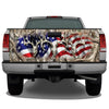 Buck Skull American Flag Camo Border &quot;obliteration&quot; Tailgate Wrap Sticker Tailgate Wrap Decals For Trucks