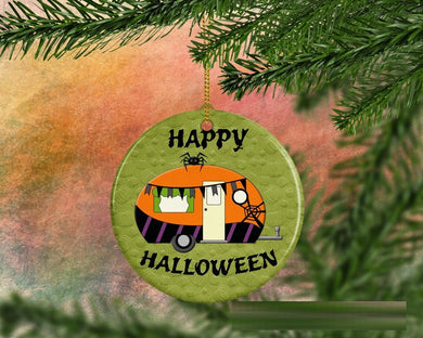 Camper Happy Halloween Tree Ornament Decorations, Halloween Decorations, Halloween Decor, Ceramic Ornament