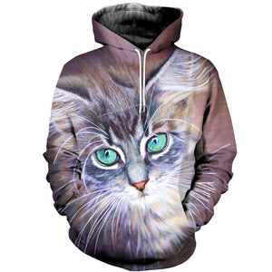 3D Printed Cat Beautiful Eye Hoodie T-shirt DT031201
