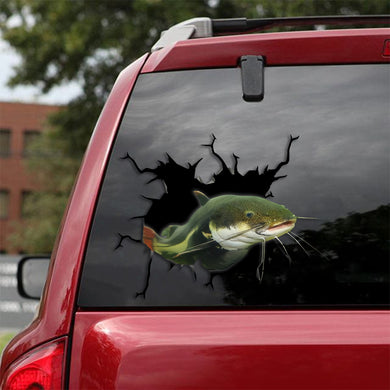 [sk0896-snf-tpa]-catfish-crack-car-sticker-fishing-lover