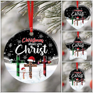 Christmas Begins With Christ. Christian Ceramic Ornament Christmas Home Decor