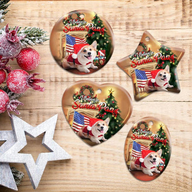 Corgi Santa Paws Ceramic Ornament Christmas Home Decor