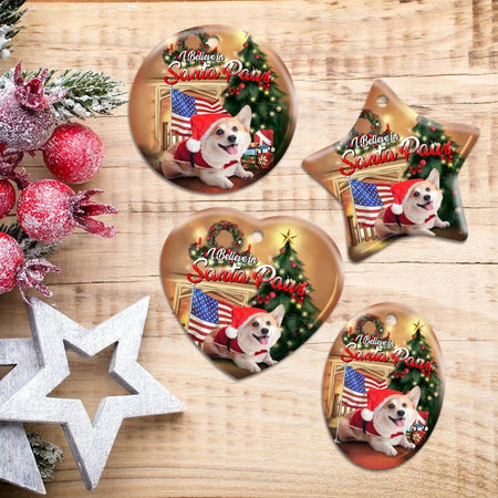 Corgi Santa Paws Ceramic Ornament Christmas Home Decor