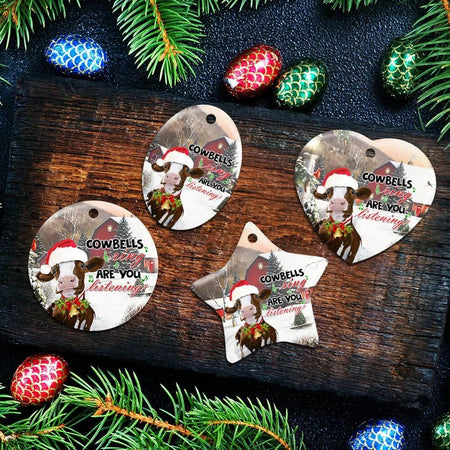 Cowbells Ring Ceramic Ornament Christmas Home Decor