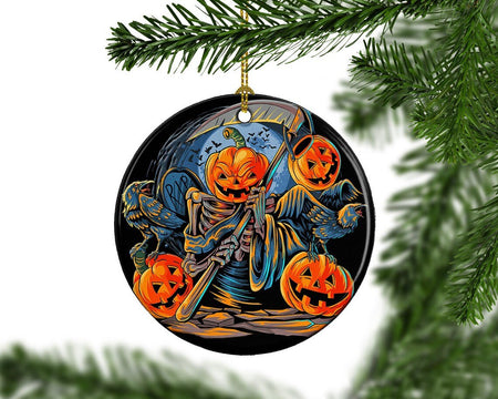 Creepy Pumpkin Angel of Death Porcelain Happy Halloween Tree Ornament Decorations, Halloween Decorations, Halloween Decor