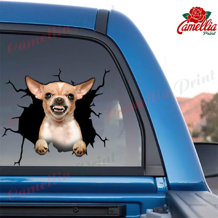 Chihuahua Crack Sticker For Car Window Nice Vinyl Sticker Maker 30th Birthday Gift Ideas
