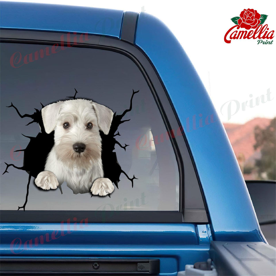 Schnauzer Crack Decal For Back Car Window Cuteness Overloaded Stickers Para Carros Employee Gift