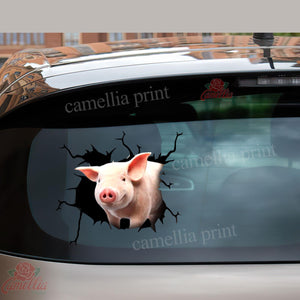 Pig Crack Sticker For Car Window Fun Black And White Stickers Valentine Gift For Boyfriend