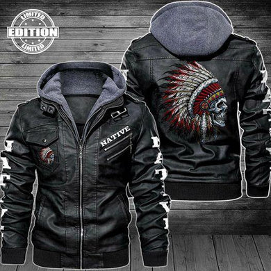 Native 01 Leather Jacket LJ1002 - Camellia Print