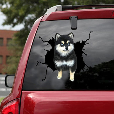 [dt0013-snf-lad]-pomsky-crack-car-sticker-dogs-lover