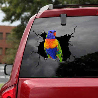 [dt0023-snf-tnt]-rainbow-lorikeet-crack-car-sticker-birds-lover