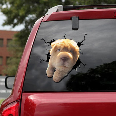 [dt0048-snf-lad]-shar-pei-crack-car-sticker-dogs-lover
