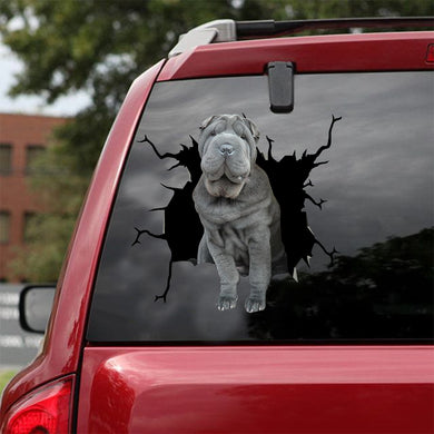 [dt0049-snf-lad]-shar-pei-crack-car-sticker-dogs-lover
