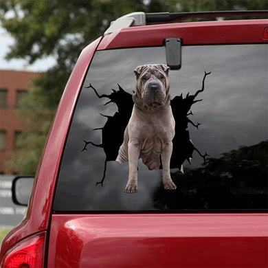 [dt0050-snf-lad]-shar-pei-crack-car-sticker-dogs-lover