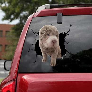 [dt0051-snf-lad]-shar-pei-crack-car-sticker-dogs-lover