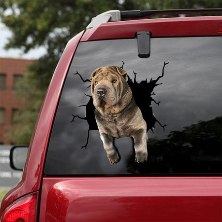 [dt0052-snf-lad]-shar-pei-crack-car-sticker-dogs-lover