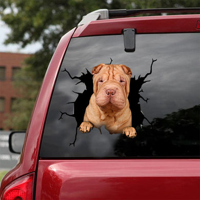 [dt0053-snf-lad]-shar-pei-crack-car-sticker-dogs-lover