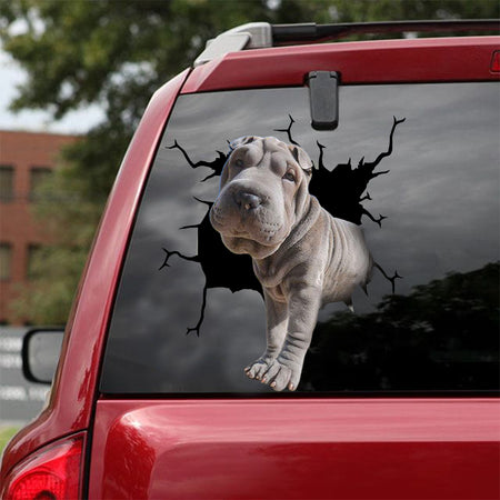 [dt0056-snf-lad]-shar-pei-crack-car-sticker-dogs-lover