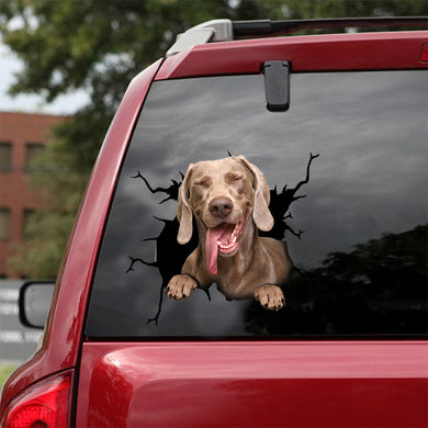 [dt0124-snf-tnt]-weimaraner-crack-car-sticker-dogs-lover