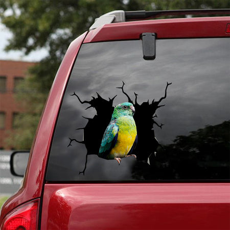 [dt0134-snf-tnt]-red-rumped-parrot-crack-car-sticker-birds-lover