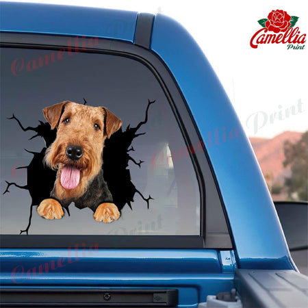 Airedale Crack Decal For Boat Pretty Cute Custom Bumper Stickers Gifts For Dog Lovers