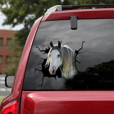 [dt0219-snf-tnt]-clydesdale-horse-crack-car-sticker-animals-lover