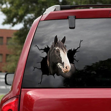 [dt0220-snf-tnt]-clydesdale-horse-crack-car-sticker-animals-lover